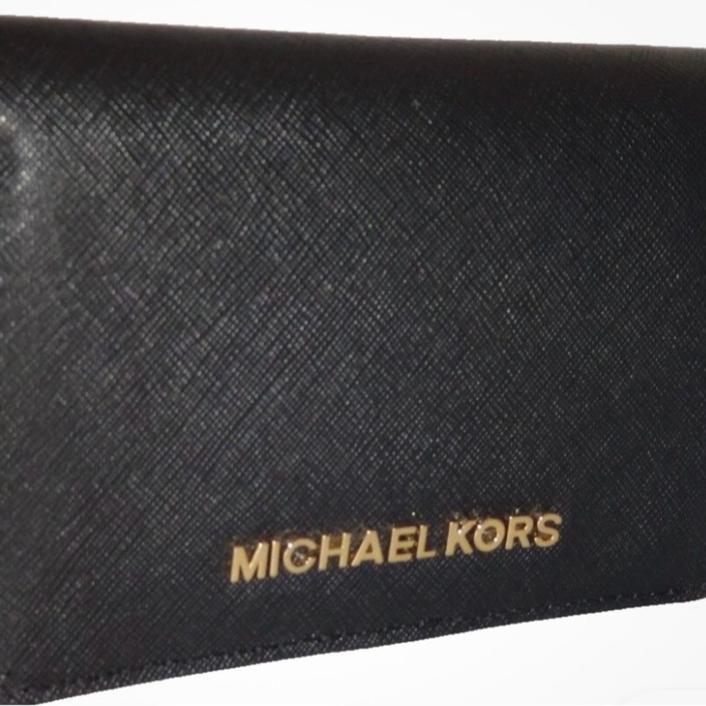 Michael Kors Black Card Holder wallet with Gold Logo